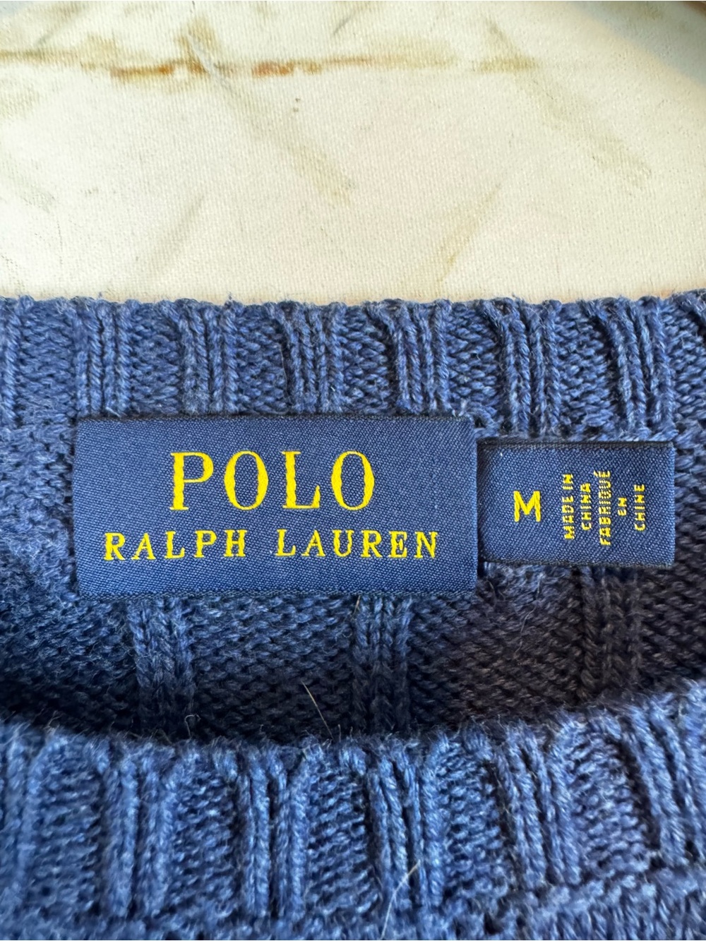 Polo Ralph Lauren | Blue 100% Cotton Cable Knit Sweater, M - Picture 4 of 7